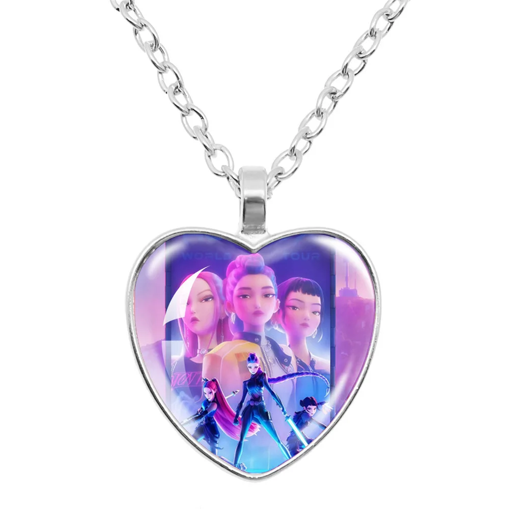 

Популярное K-pop ожерелье Heart Time Gem Necklace в стиле «Охотники на демонов», милое мультяшное украшение для фанатов, идеальный подарок на день рождения или праздник для девочек