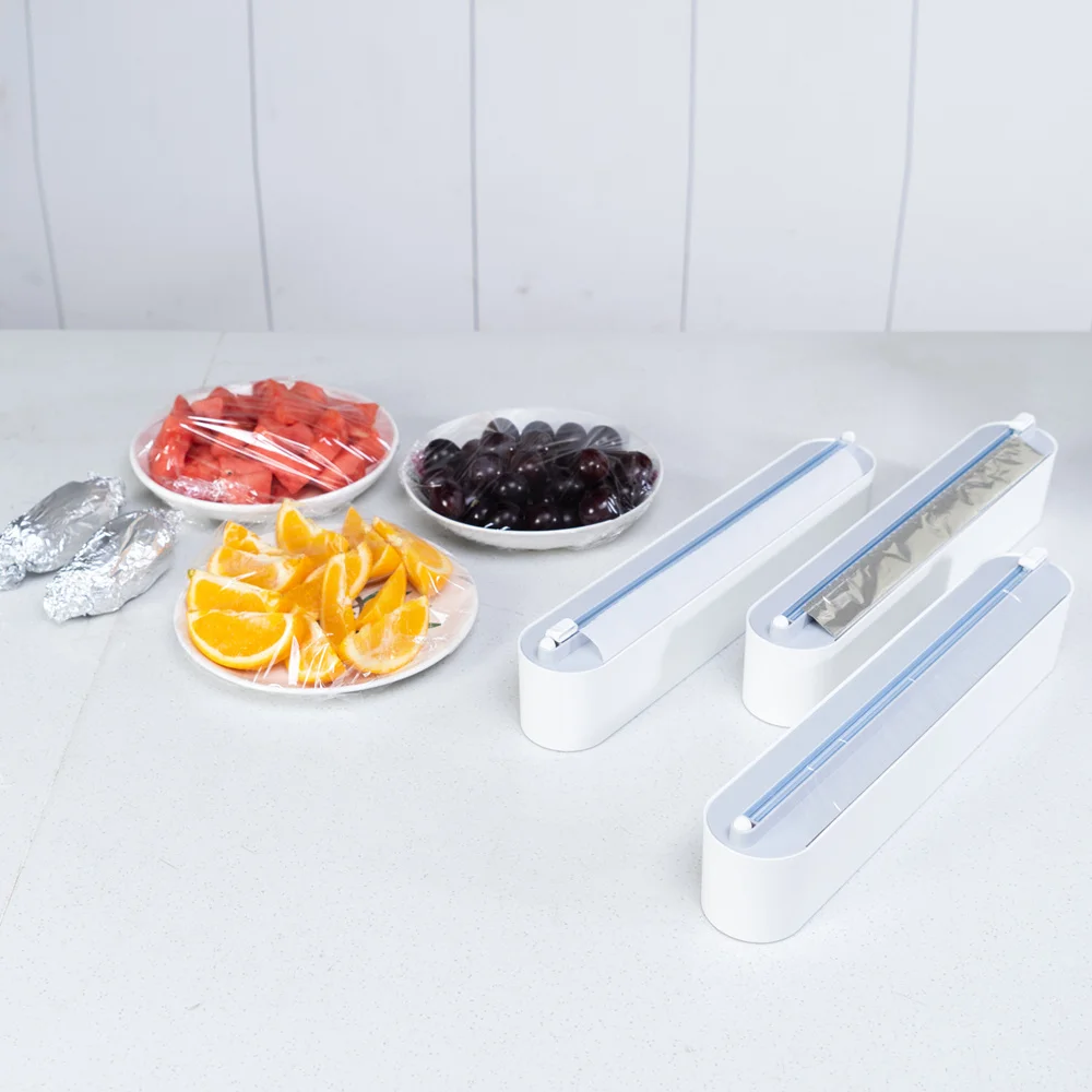 Big Plastic Wrap Cutter Cling Film Cutting Box Tinfoil Cutter Dispenser Kitchen Accessories Wall-mounted Suction Cup