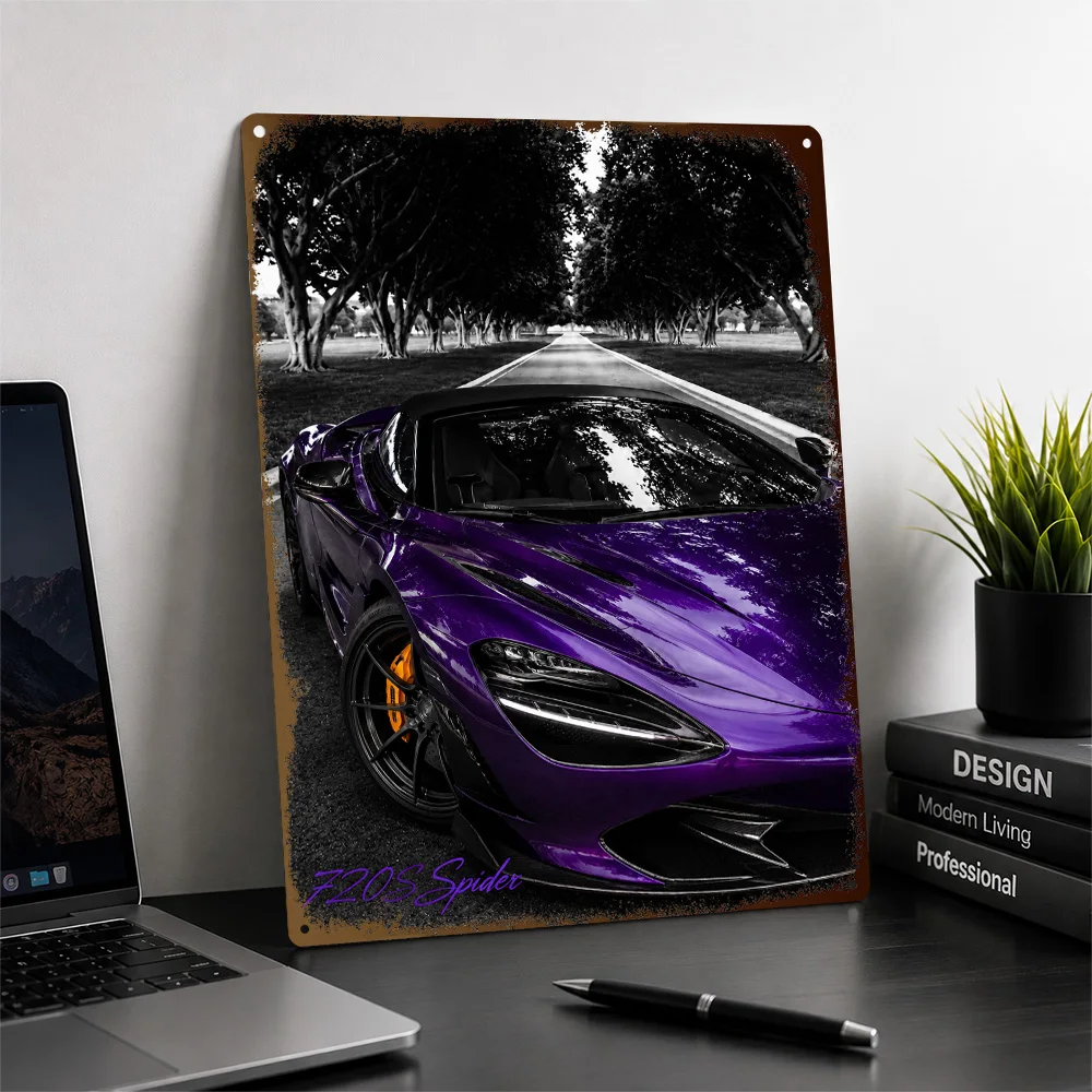 United Kingdom 720S Spider Lantana Purple Selective Color Supercar Aluminum Poster Personalized Metal Sign Wall Art In Any Den
