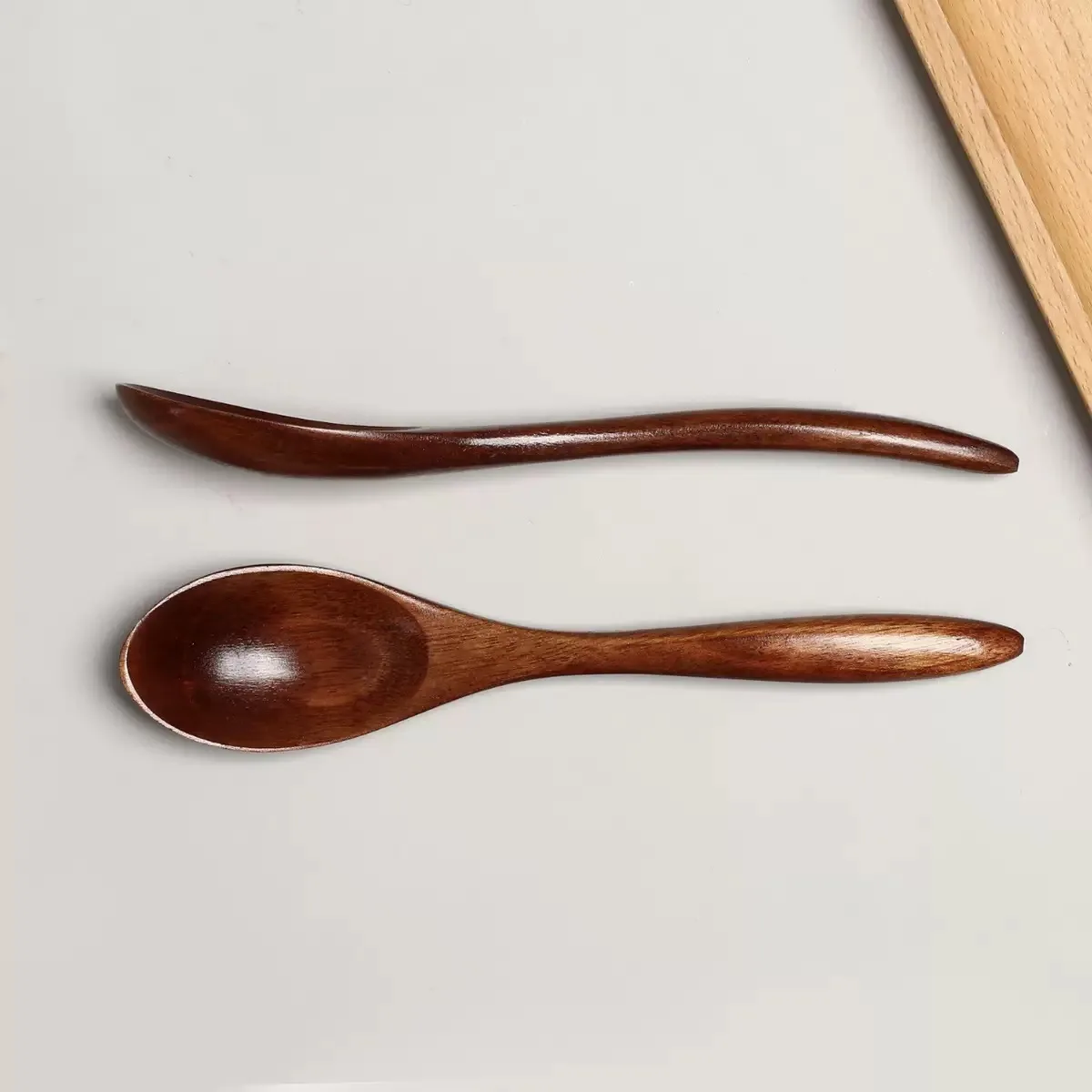 Japanese-Style Solid Wood Spoon with Short Handle, Small Wooden Spoon, Baby Spoon, Tea Spoon, Mini Spoon, Seasoning Spoon, Coffee Spoon, Powder Spoon, Wooden Coffee Dessert Honey Spoon, Soup Spoon, Rice Spoon, Wooden Soup Spoon, 4Pcs