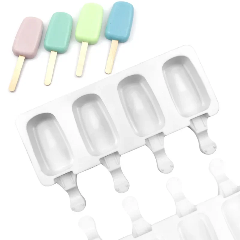 4 trumpets DIY Baking Mini Ice Cream Molds Silicone Popsicle Molds Cake Cakesicle Mold for DIY Ice Pops Oval Frozen Mould Tool