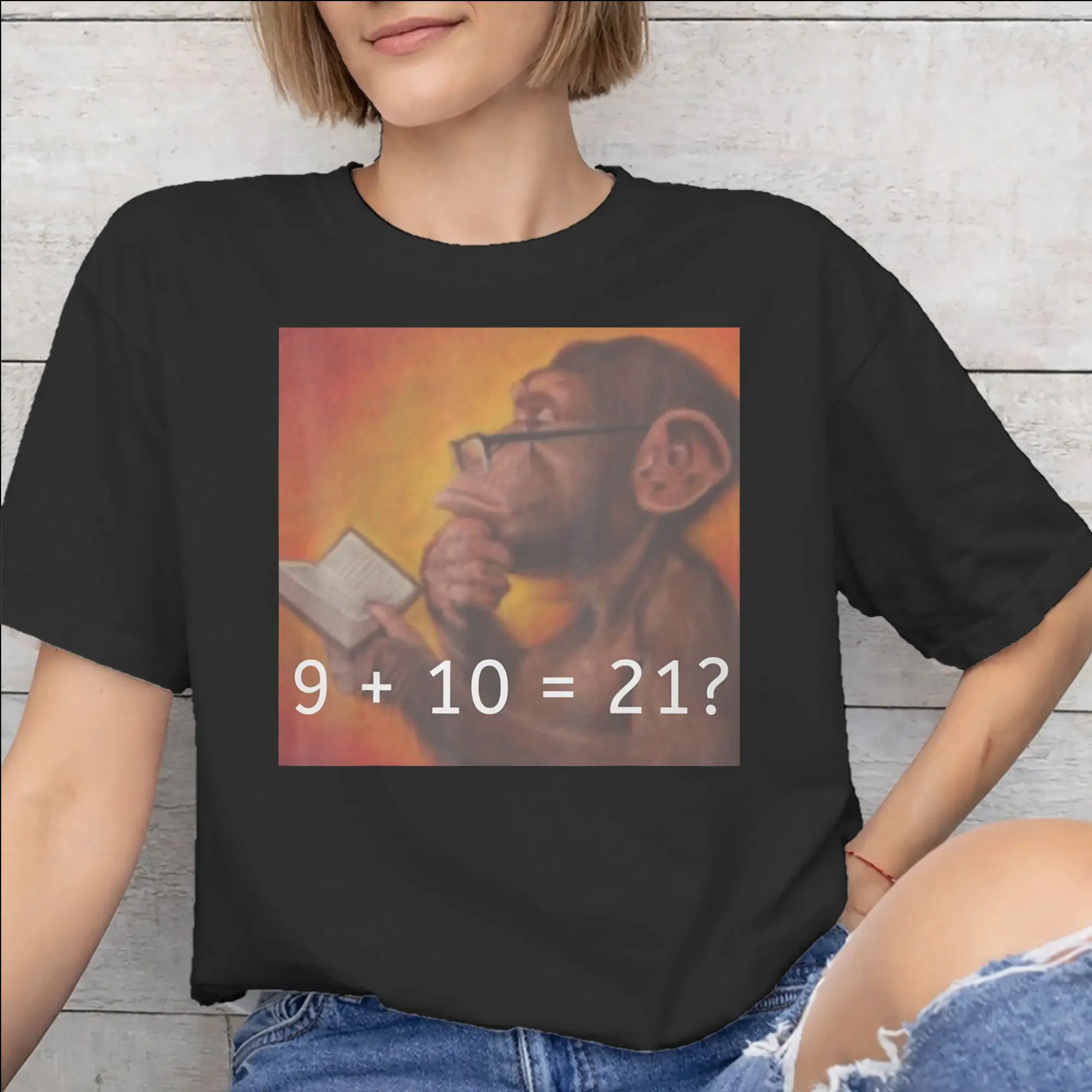 Mens Womens Thinking Monkey Meme  Shirt Pure Cotton Printed Tee Shirts  Top Clothing