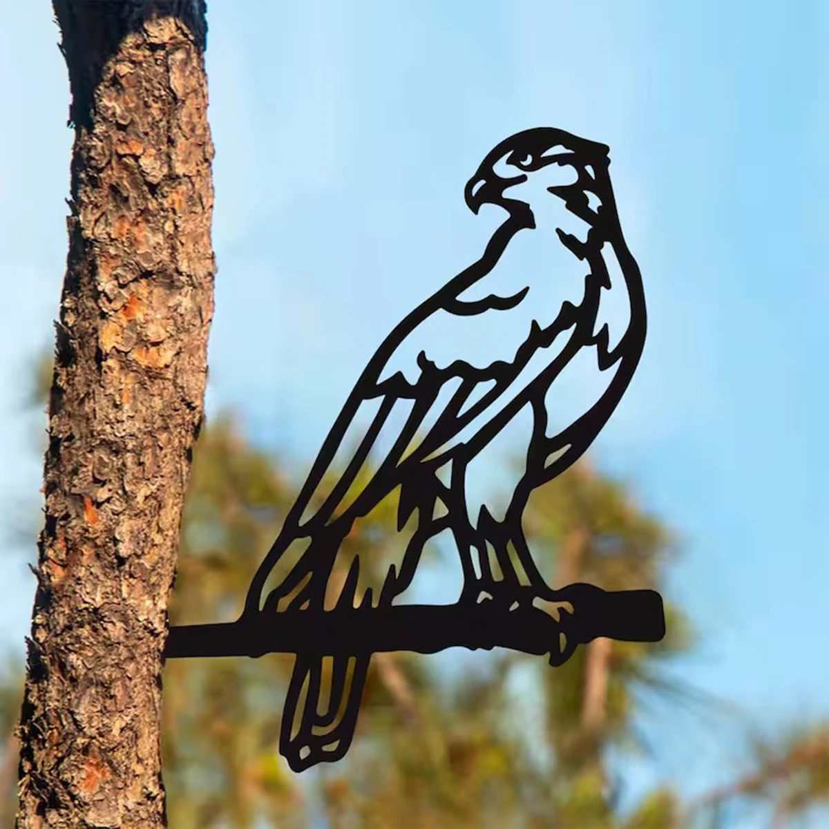 1PC Decorative Metal Eagle Garden Stakes Outdoor Tree Decor Black Bird Silhouette Stake for Yards Patio Lawn Spring Decor