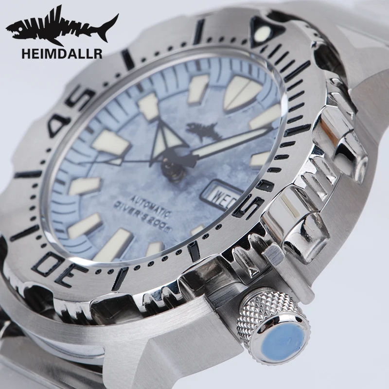 HEIMDALLR V2 Monster Men Automatic Diver Watch Sapphire Crystal 200M Waterproof NH36A snowflake Blue Dial Mechanical Watches