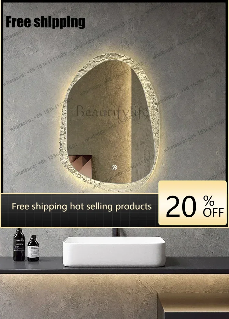 Hot Makeup Bathroom Mirror Wavy Living Room Infinity Modern Vanity Aesthetic Mirror Irregular Aesthetic Espelhos Decoracao Quart