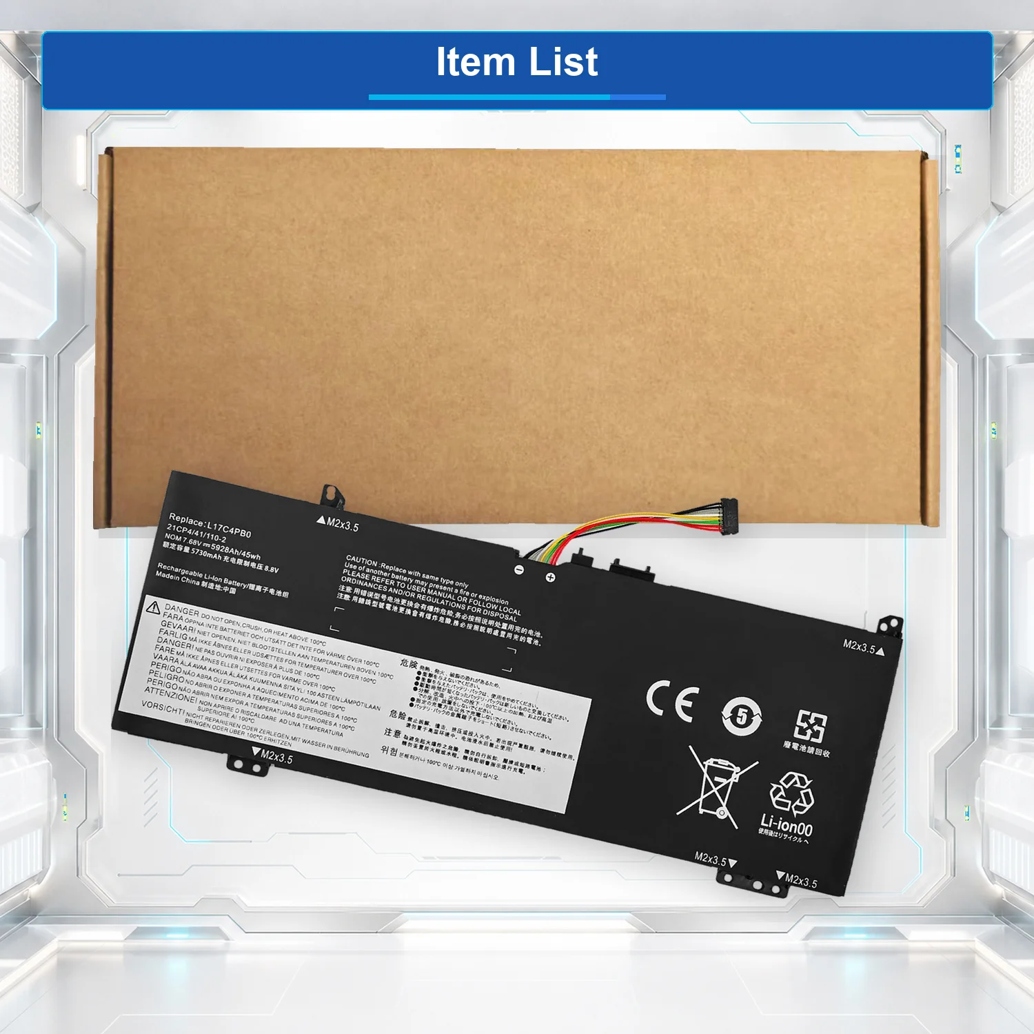 L17C4PB0 45Wh 7.68V Laptop Battery For Lenovo IdeaPad 530S-14IKB 530S-15IKB Flex 6-14IKB Yoga 530-14IKB L17M4PB0