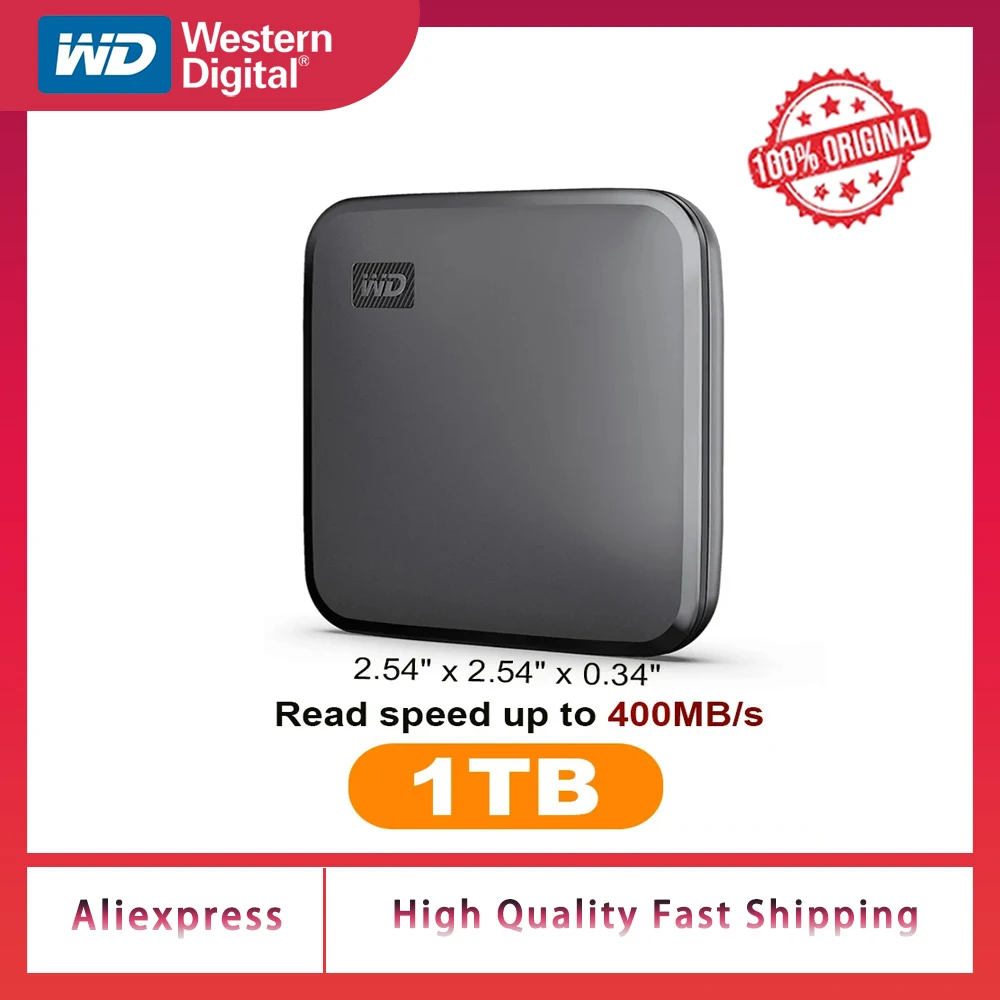 

Western Digital WD Elements SE Портативный твердотельный накопитель 1 ТБ USB 3.0 Жесткий диск Оригинальный внешний мини-накопитель для ПК, ноутбука