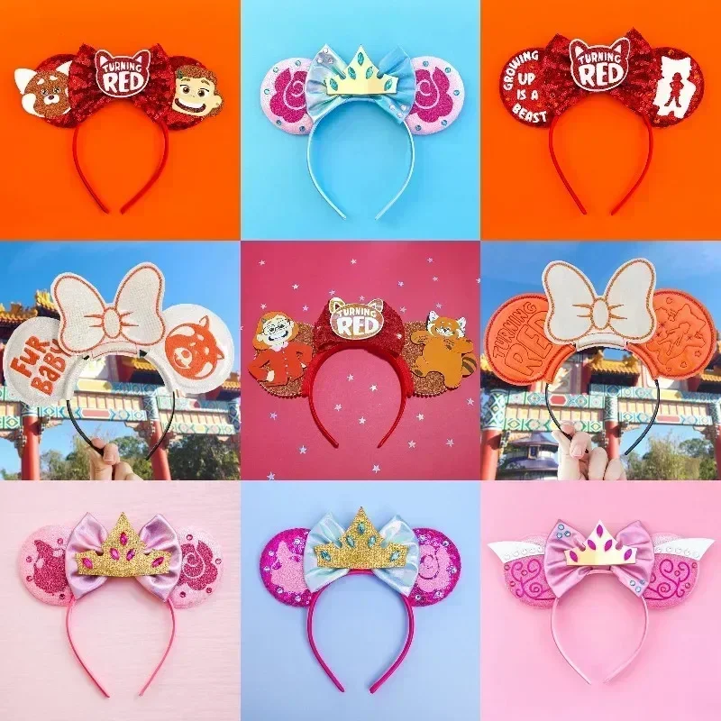 Disney Meilin Lee Lesser Panda Ears Headband for Girls Pixar Turning Red Hair Accessories Women Festival Fur Baby Hairbands Kids