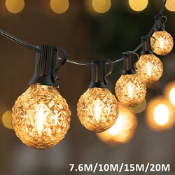 Connectable Diamond Outdoor Light Garland E12 220V G40 Waterproof Garden Outdoor Fairy Lights Decorative String Light Christmas