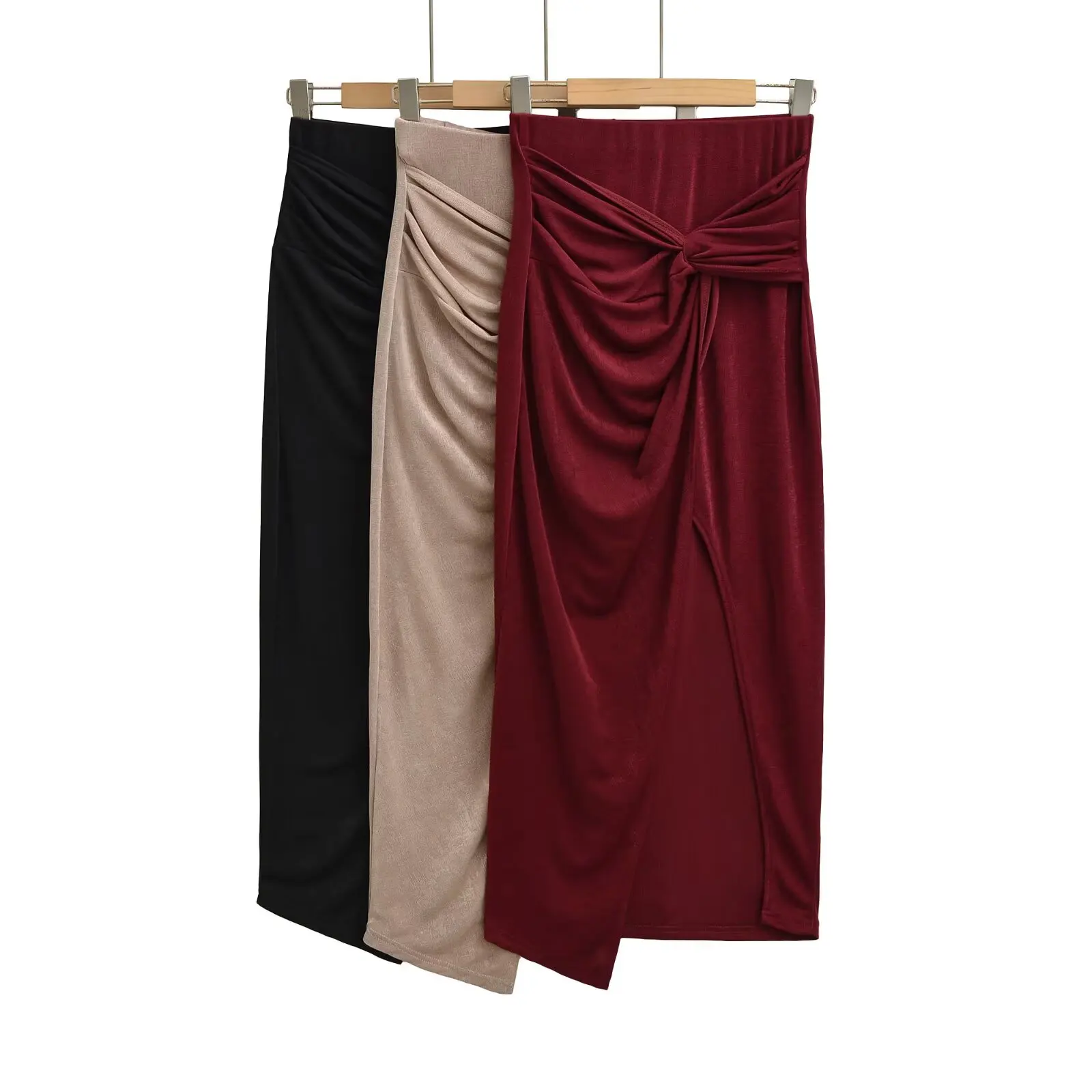 Sexy Spicy High Slit Thin Knot Half Skirt Pure Desirable Spicy Girl High Waist Leg Lengthening Wraparound Skirt Women's Fashion