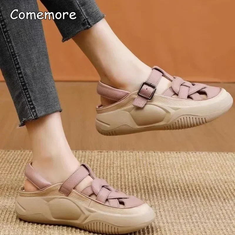 Comemore Ladies Casual sandalo scarpe sportive da donna comode 2023 estate sandali piatti traspiranti da donna piattaforma con zeppa romana 40