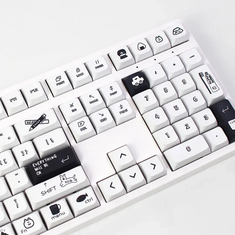 

Keycaps, black and white cat XDA highly personalized, simple and cute sublimation PBT customized mechanical keyboard