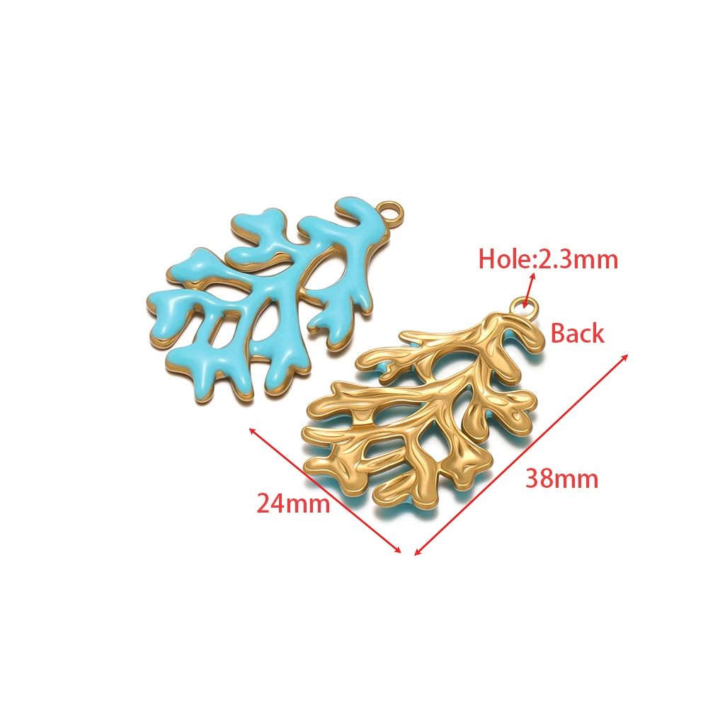 5 قطعة الفولاذ المقاوم للصدأ المينا البحر المرجان Charms قلادة المعلقات DIY بها بنفسك رائعة صنع المجوهرات أقراط سوار النتائج الحرفية