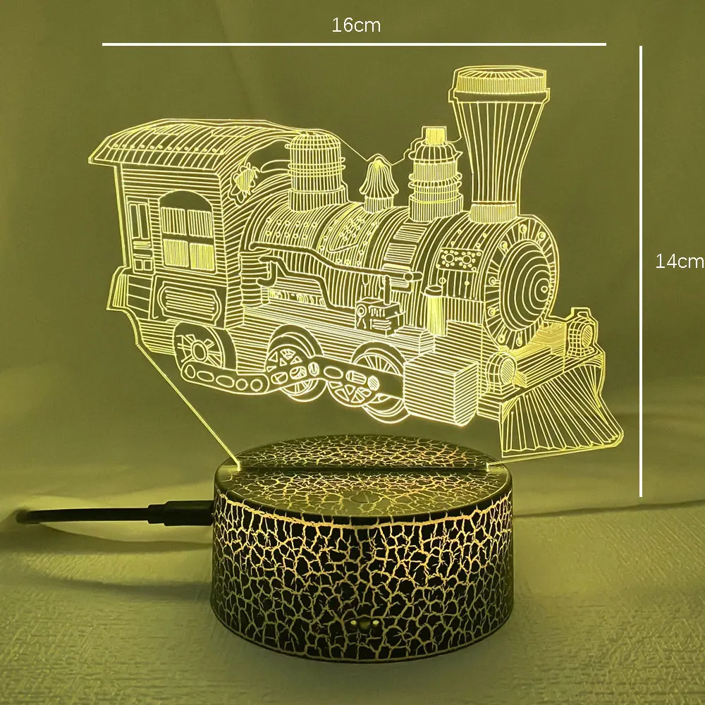 قطار البخار قاطرة ثلاثية الأبعاد مصباح الليل LED RGB النيون اللمس ليلة الخفيفة كول الملونة هدية غرفة نوم السرير الجدول سطح المكتب الديكور