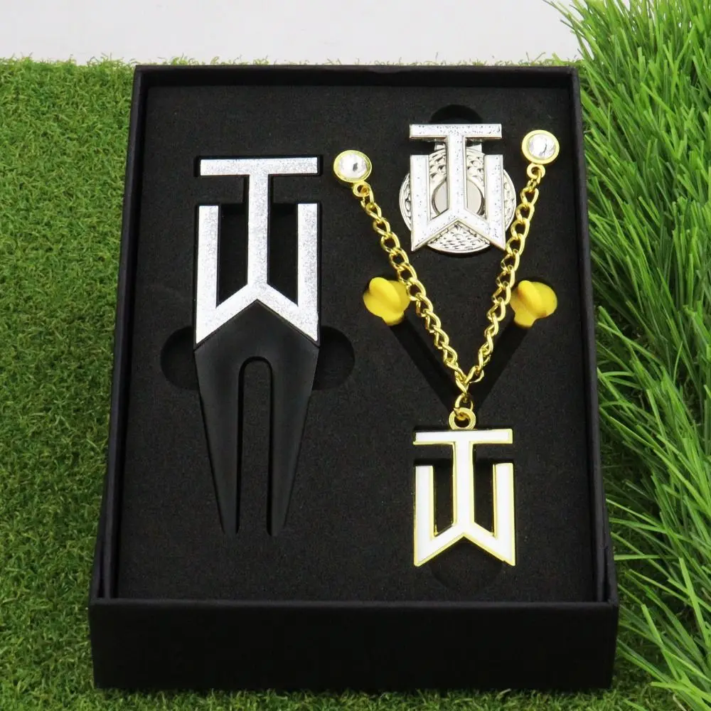 1 Pudełko Golf Green Fork Golf Gift Box Golf Ball Marker Hat Clip Golf Marker Gift Set Repair Hat Chain Golf Divot Fork