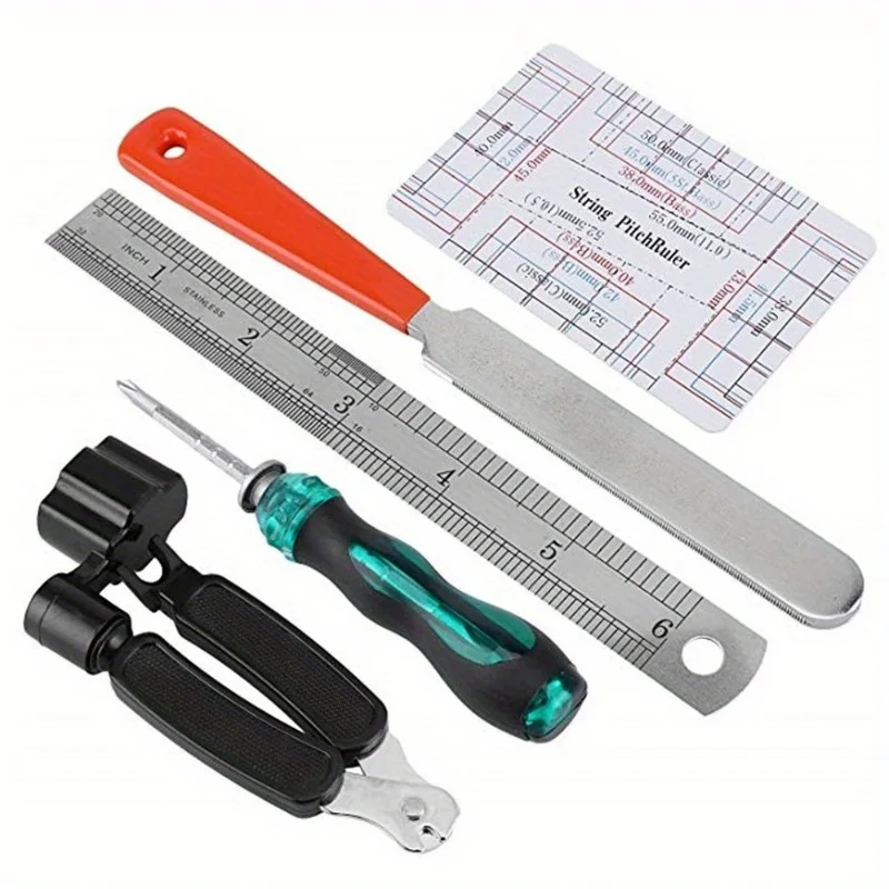 20PCS Guitar Luthier Tool Set-Guitar Maintenance and Repair Kit with Leveling Ruler Fret Files String Action Gauge Sanding Tools