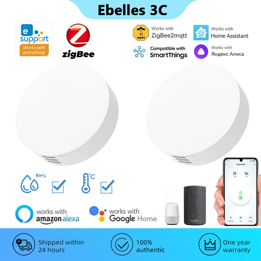 eWeLink App ZigBee Temperature Humidity Sensor Smart Home Automation Residential for Zigbee2MQTT Home Assistant Alexa Google