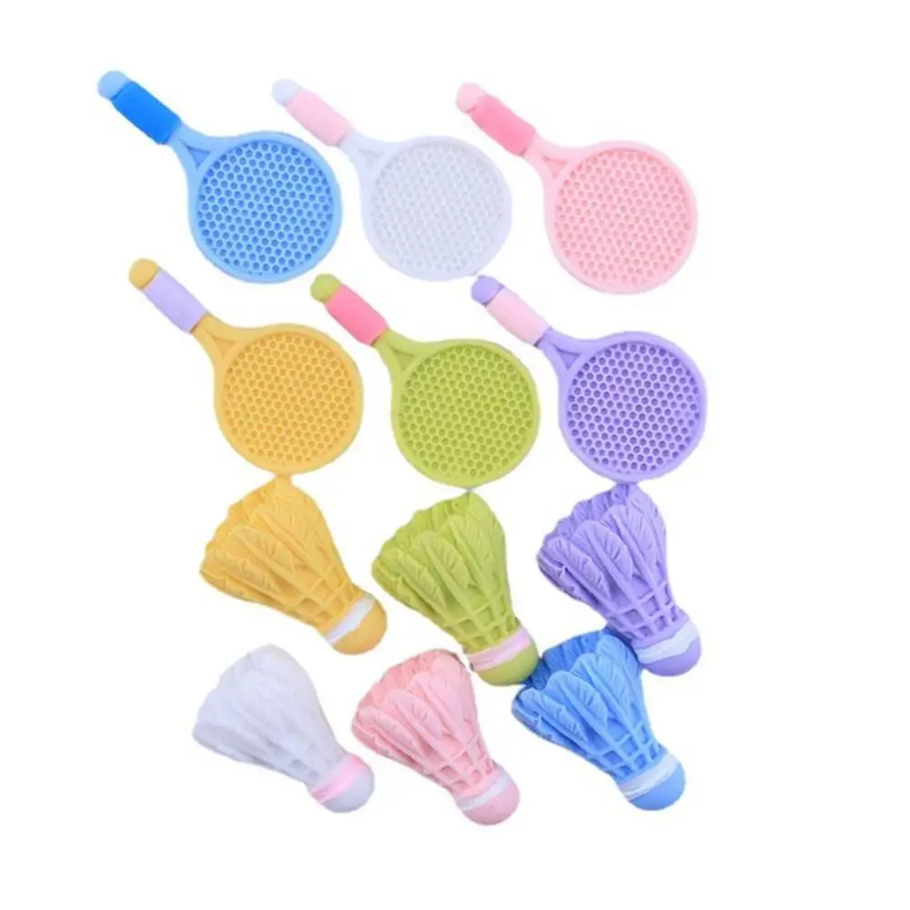 20pcs Slime Charms Badminton Racket Cream Gel for Croc Shoes Accessories DIY Crafts Phone Case Decor Hair Clip Headband Making