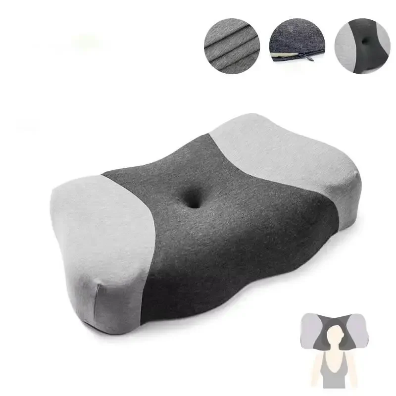 Ergonomic Adjustable Memory Foam Cervical Bed Pillow Orthopedic Contour Neck Support For Side Back Knitted Bed Sleeping Pillow