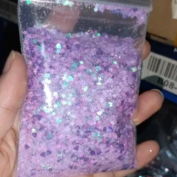 50g/Bag Pink Purple Holographic Powder Nail Glitter Star Heart Mixed Spangle Paillettes Nail Art Flake Sequins Makeup Decoration