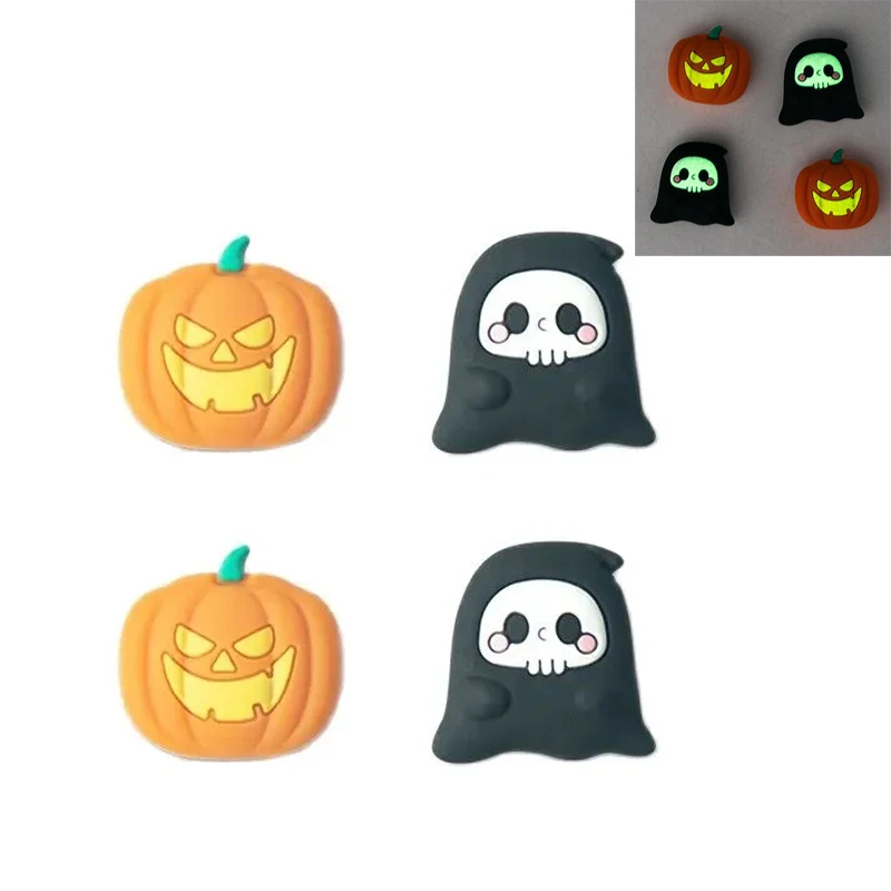 Halloween Pumpkin Ghost Glow Silicone Soft Thumb Stick Grip Cap Joystick Protective Cover For Switch Oled NS Lite Joy-con Case