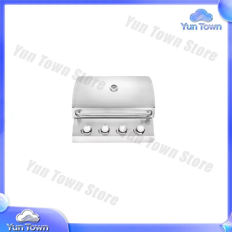for Factory Manufacture Dual-Burner Built-in BBQ Grill for Outdoor Kitchen 430 Stainless Steel High-Efficiency Burners Round