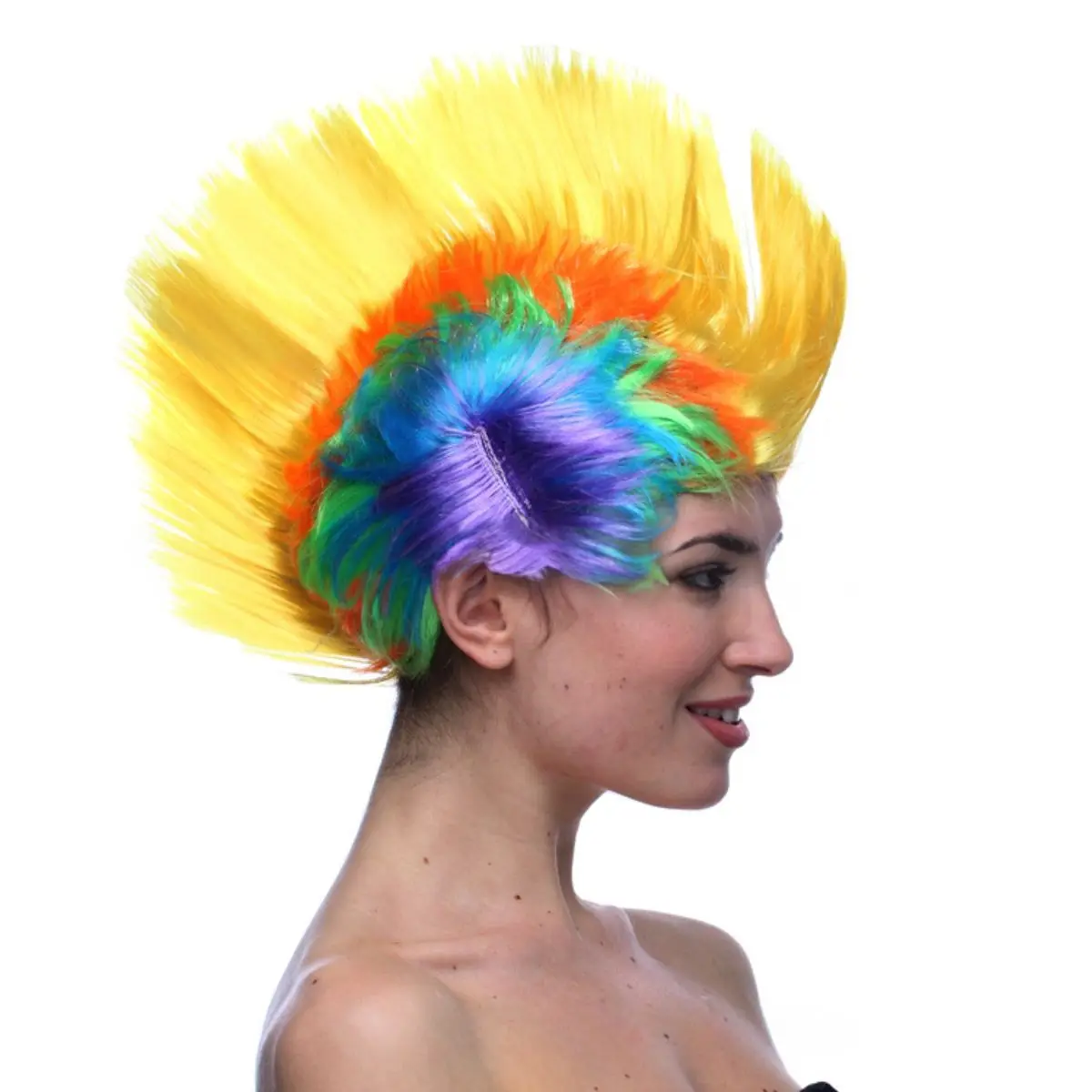Hitzebeständige synthetische Perücke, Hahnenkammkopf, Cosplay, lustiger bunter Partyhut für Aprilscherz und Halloween – Detail 3