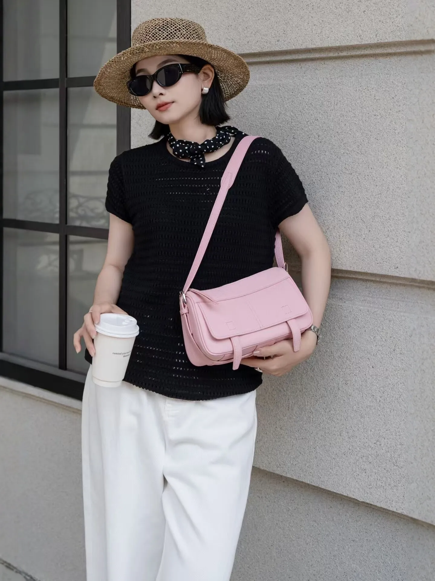 FIRMRANCH Minimalist Fashionable Commuting Soft Cowhide Shoulder Crossbody Bag Women's Flap Purse