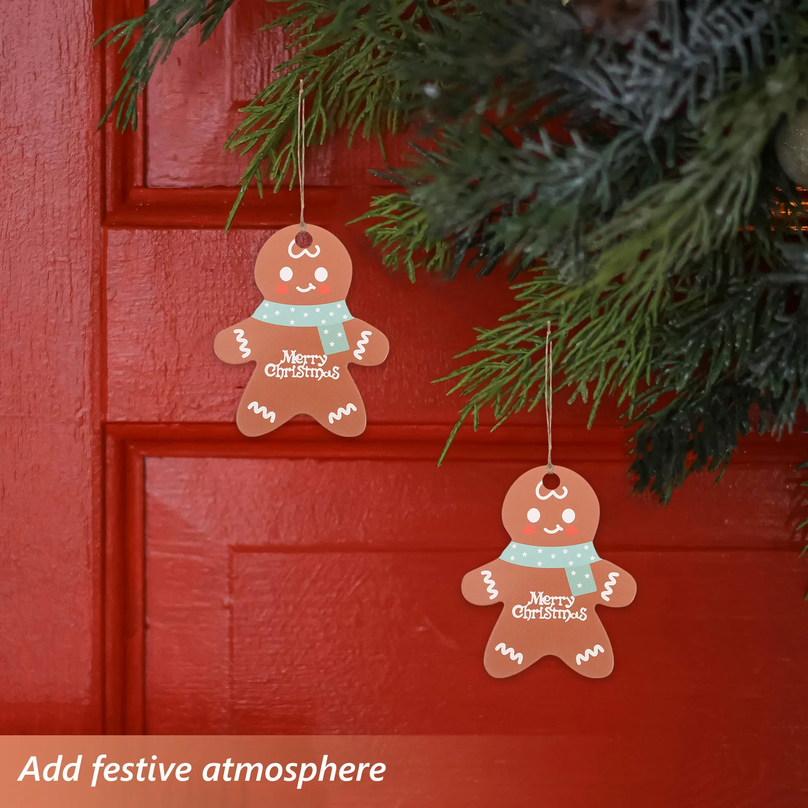 50pcs Gingerbread Man Christmas Hanging Tags – Kraft Paper Reusable Gift Labels for Doors Windows Trees