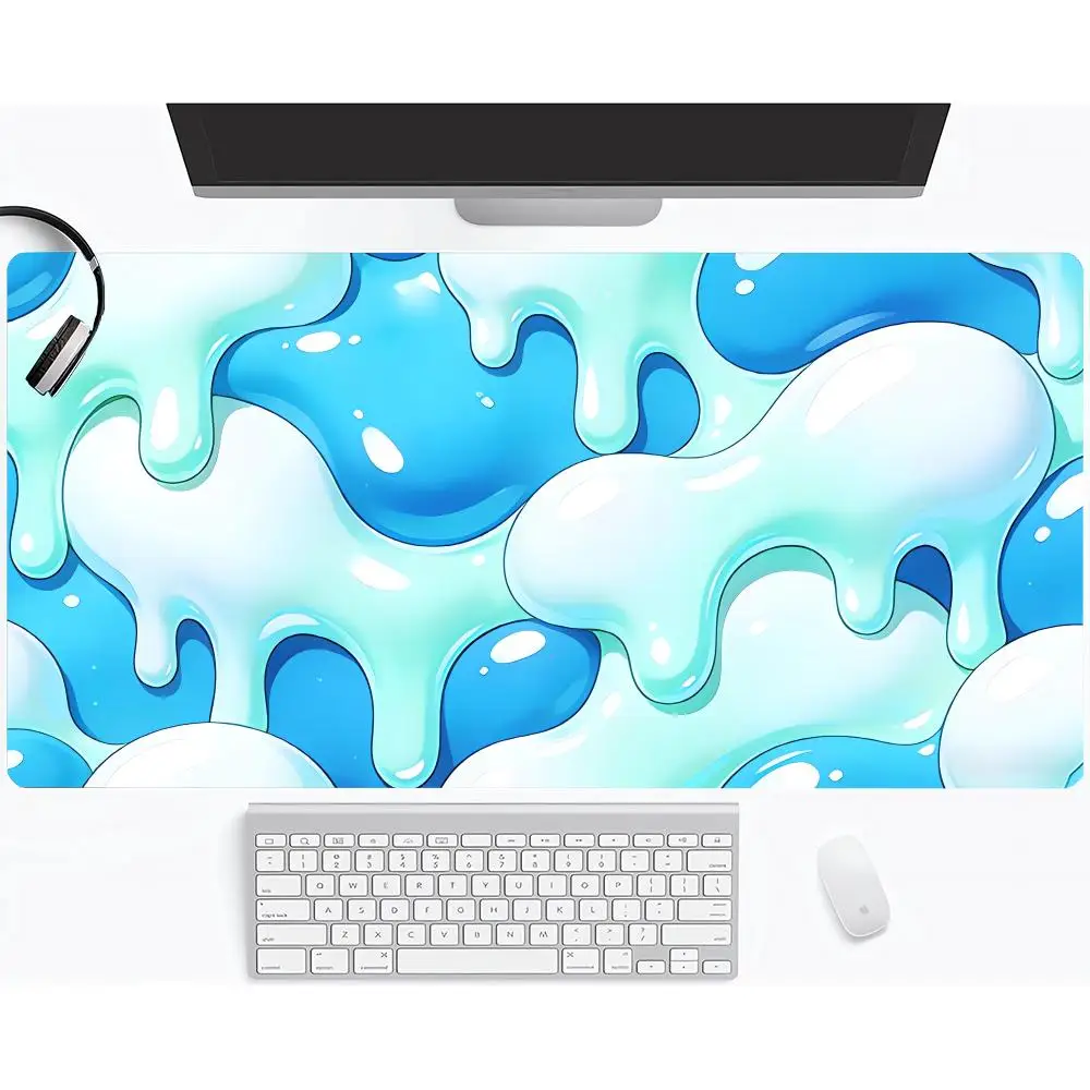 

Большой коврик для мыши Blue & White Strata Liquid, XXL коврик для клавиатуры ПК, настольный коврик, аксессуары для офиса, коврик для интерьера, 900x400 мм
