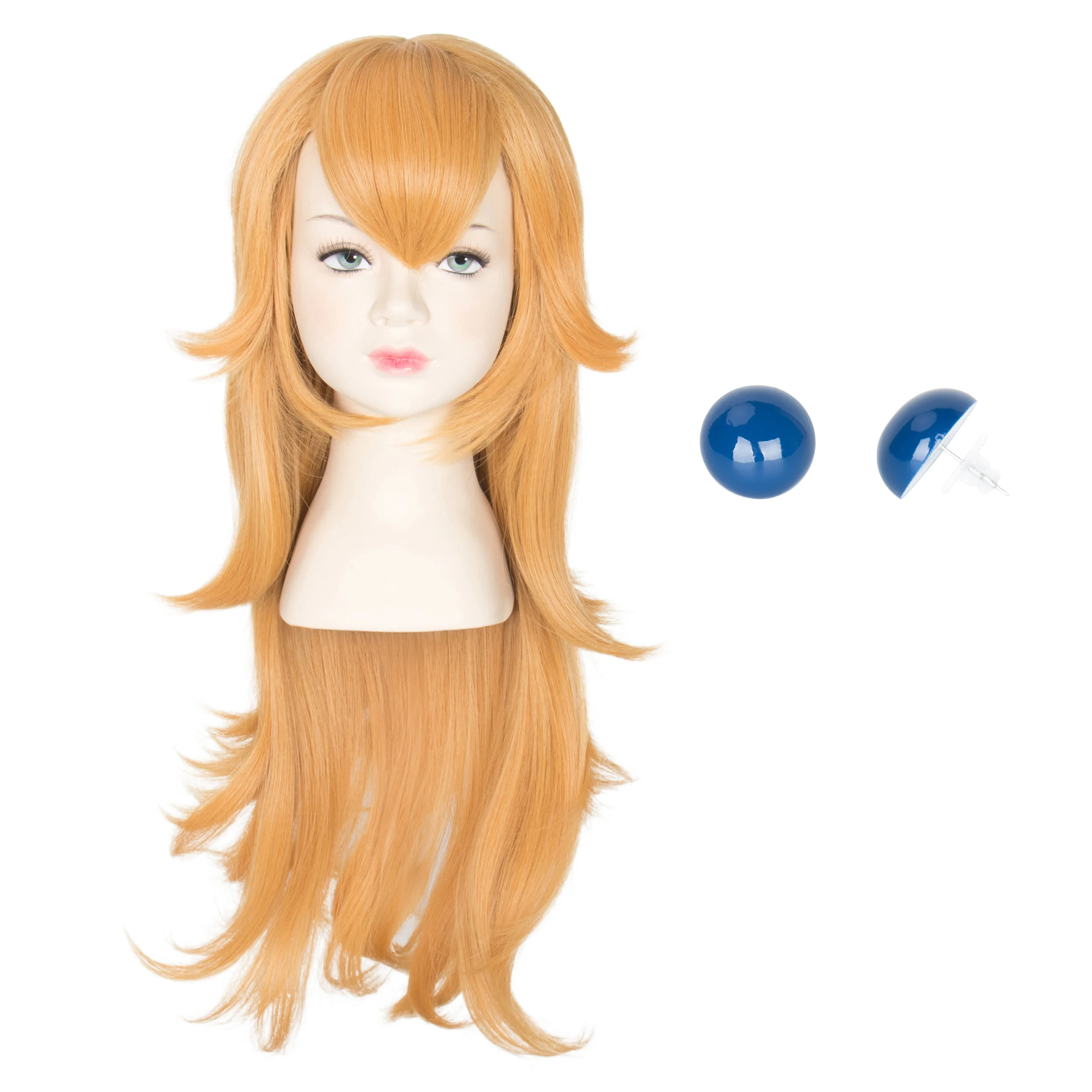 

Miss U Hair Halloween Costume Wig Gold Princess Wig with Earrings for Kids Little Girls Long Wavy