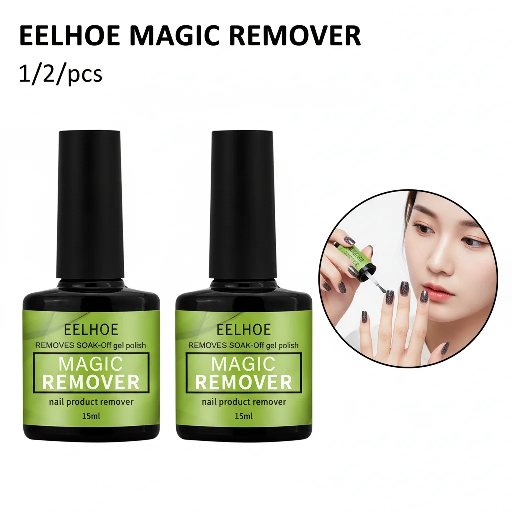 1/2 Pcs 15ml Nail Gel Remover Soak-Off 3 Min Quick Easy Gel Polish Removal Professional Non-Irritating 0.5fl Oz Bottle
