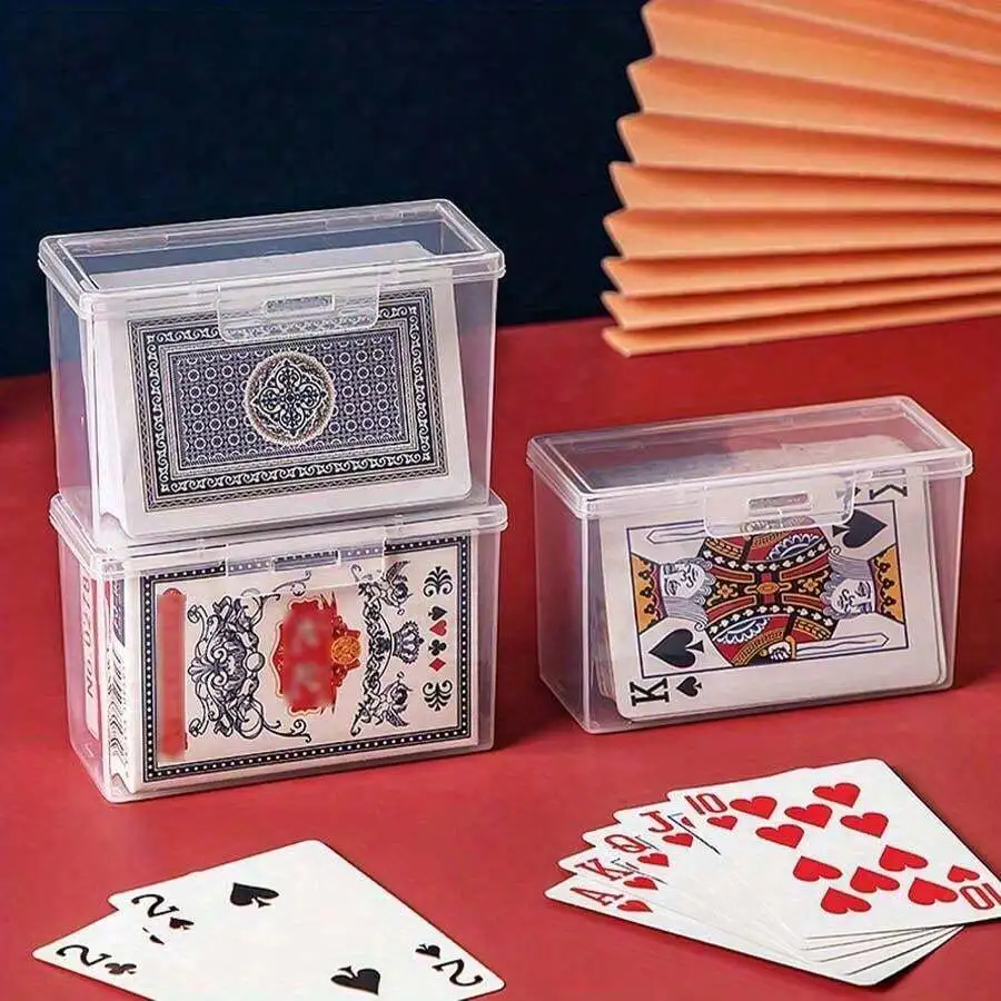 Transparent Card Storage Box, Board Game Organizing Box, Anti Overflow Card Box, with Transparent Cover for ID Card Storage Box