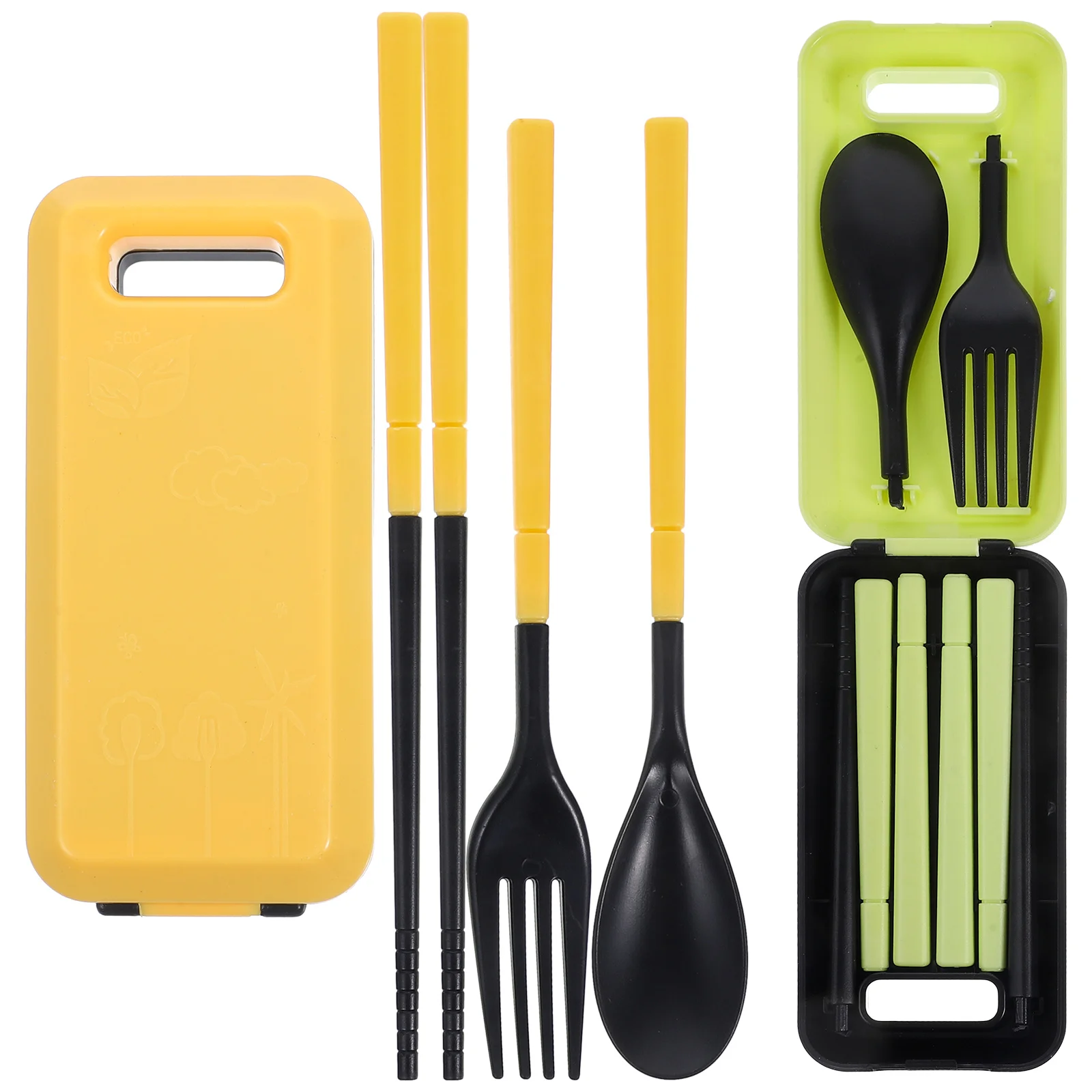 

2 Sets/8pcs Folding Tableware Cutlery Serving Utensils Plastic Storage Kit Spoons