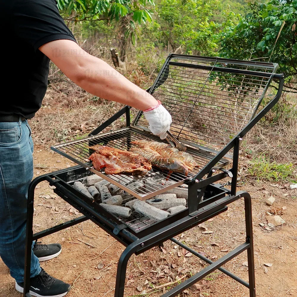 Demontage im Freien des BBQ-Holzkohlegrill-Rindfleischofens Chicken Flip Rotary Grill Rack American Oven