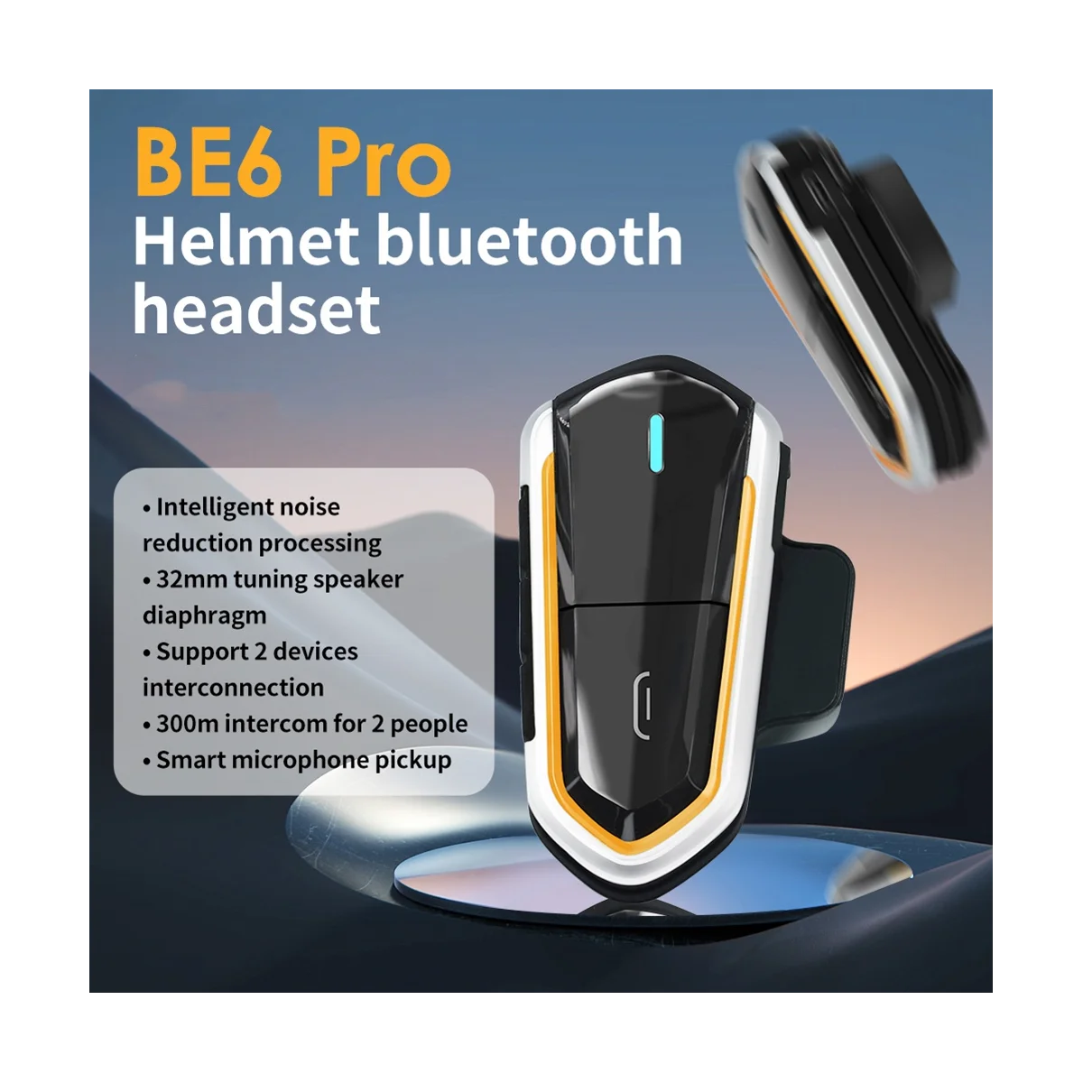 Motorcycle Helmet Bluetooth 5.0 Intercom Headset 300M Motorbike 25 Hours Of Music Time