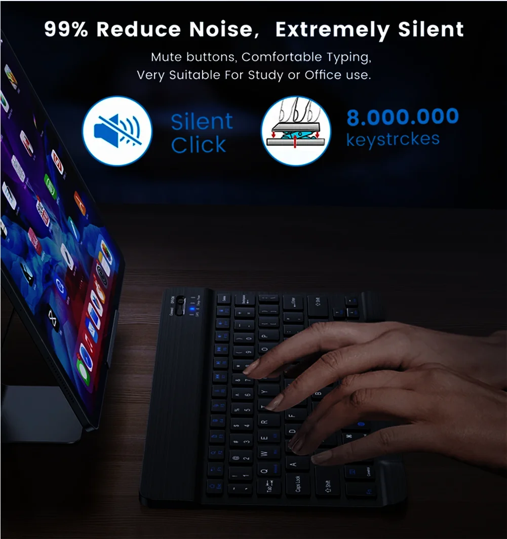 Russian Arabic Korean Spanish Portable 10 Inch Wireless Keyboard and Mouse Set For iPad Samsung Xiaomi Tablet Laptop Android IOS