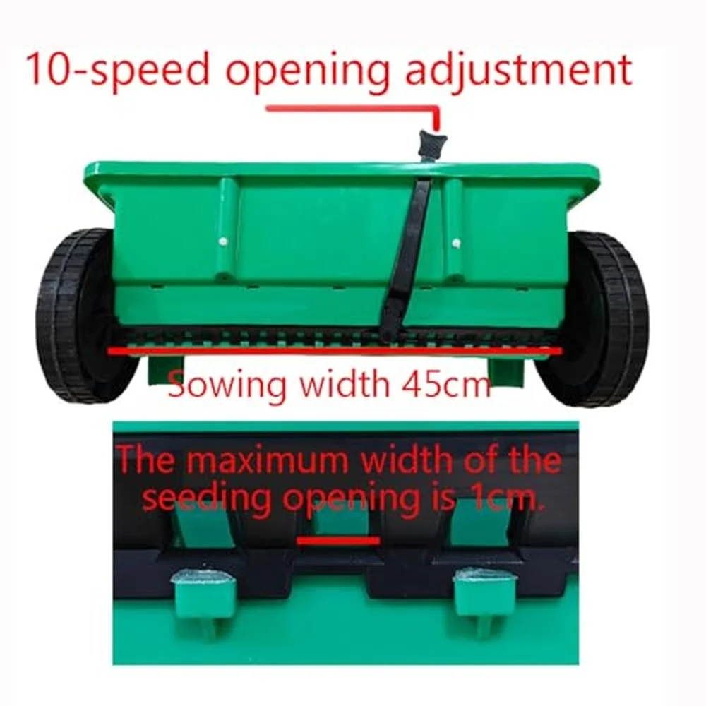 12L Manual Push Seed Spreader Walk Behind Drop Seeder for Lawn & Garden Adjustable Row Spacing Perfect for Vegetable