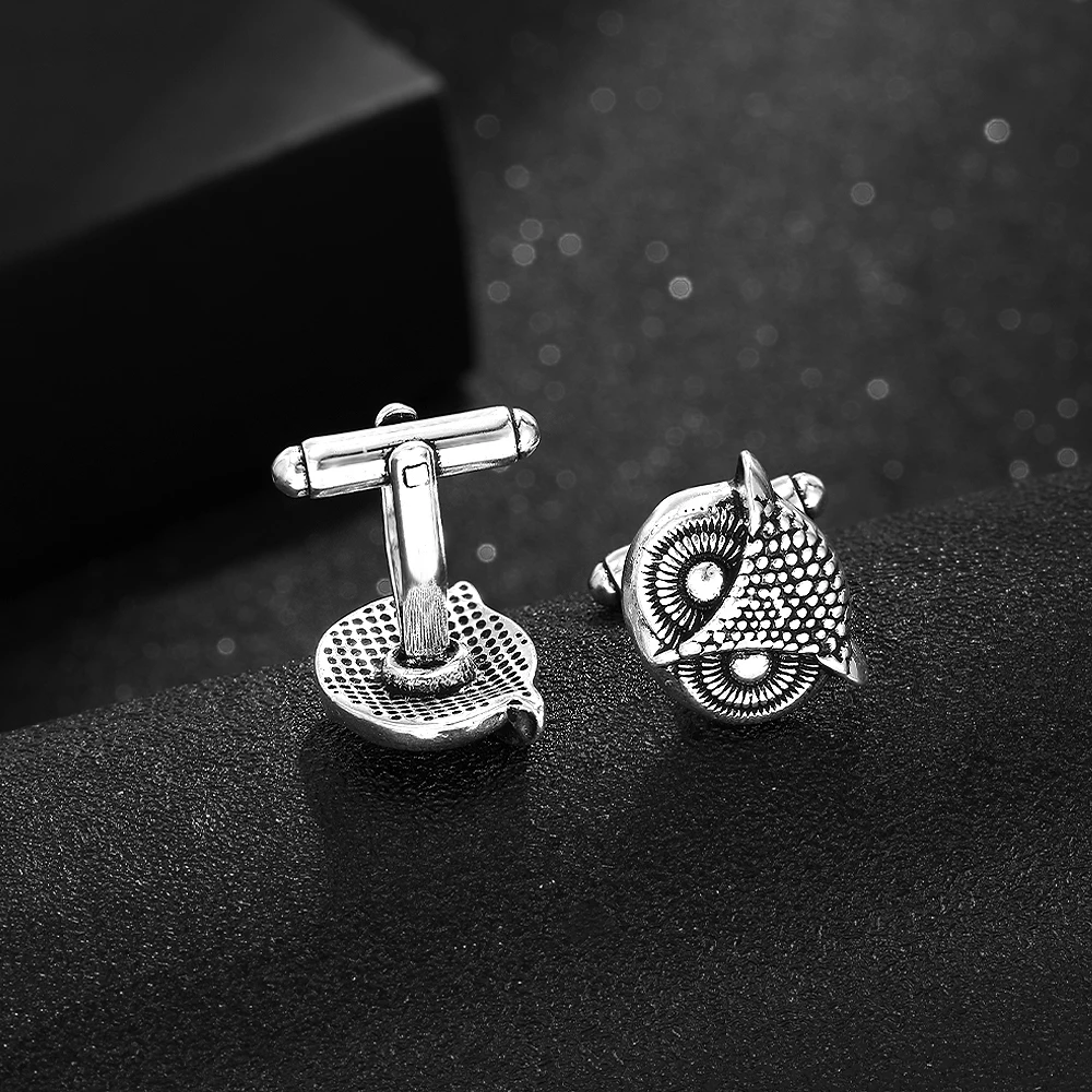 5 Arten Vintage Eule Kristall Manschetten knöpfe alte silberne Farben Neuankömmling Herren Gemelos Hemd Anzug Schmuck Zubehör – Detail 5