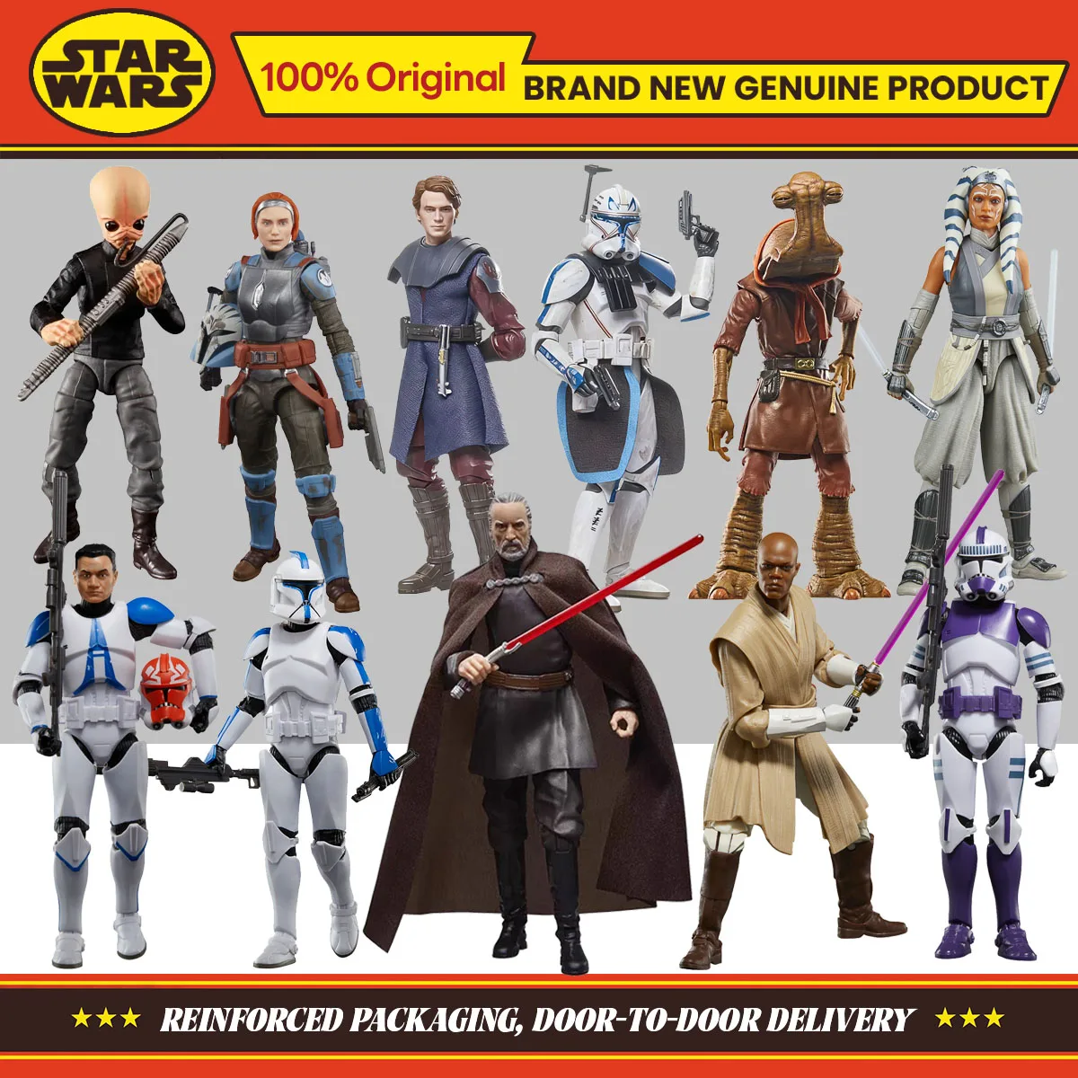 ハスブロ-スターウォーズ-ブラックシリーズ-アナキン・スカイウォーカー＆クローン・キャプテン・レックス-モデル-メイス・ウィンドゥ＆クローン・トルーパー-オビ＝ワン-アクションフィギュア玩具