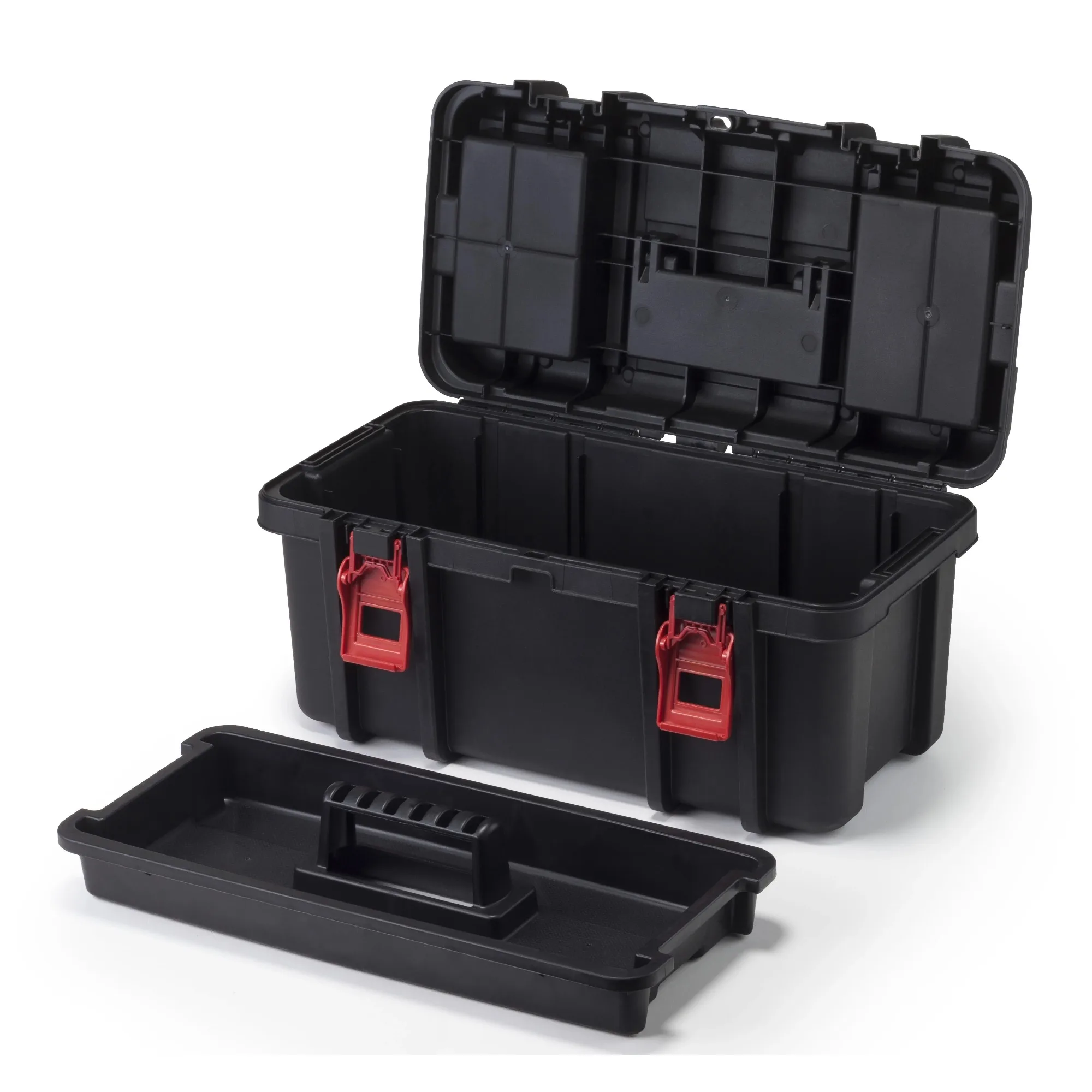 Hyper Tough 19-inch Toolbox, Plastic Tool and Hardware Storage, Black tool box