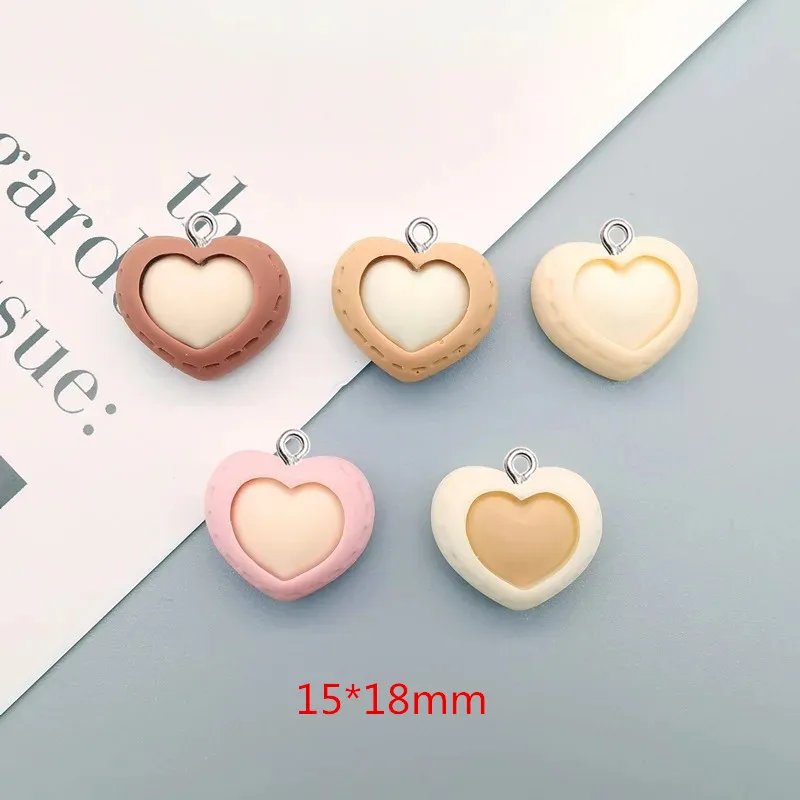 10Pcs Kawaii Coffee Colour Love Star Resin Pendant DIY Earrings Necklace Pendants Bracelet Keychain Decoration Flat Back Resin image 5