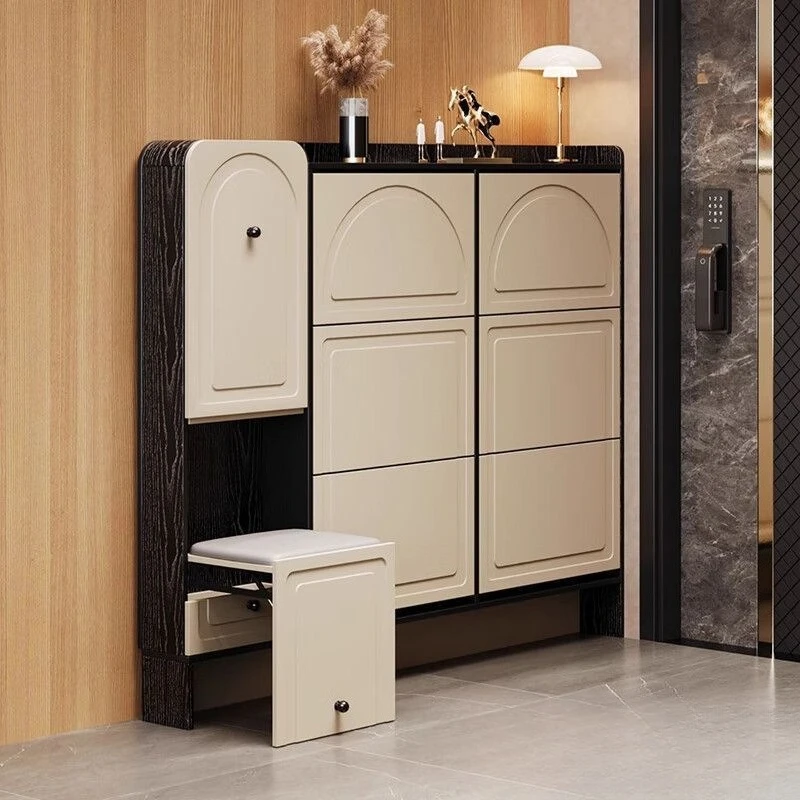 

Tipping bucket shoe cabinet 2025 new light luxury sense home large capacity storage home door narrow