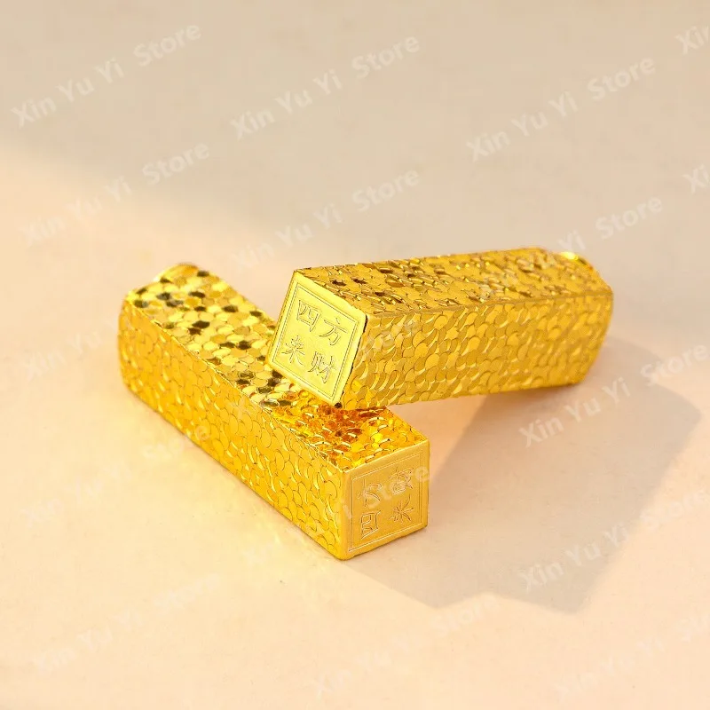 Gold Store Placer Gold-sparkling Crushed Ice Small Gold Bar Pendant Versatile Clavicle Chain for Fashion Women Jewelry Gift