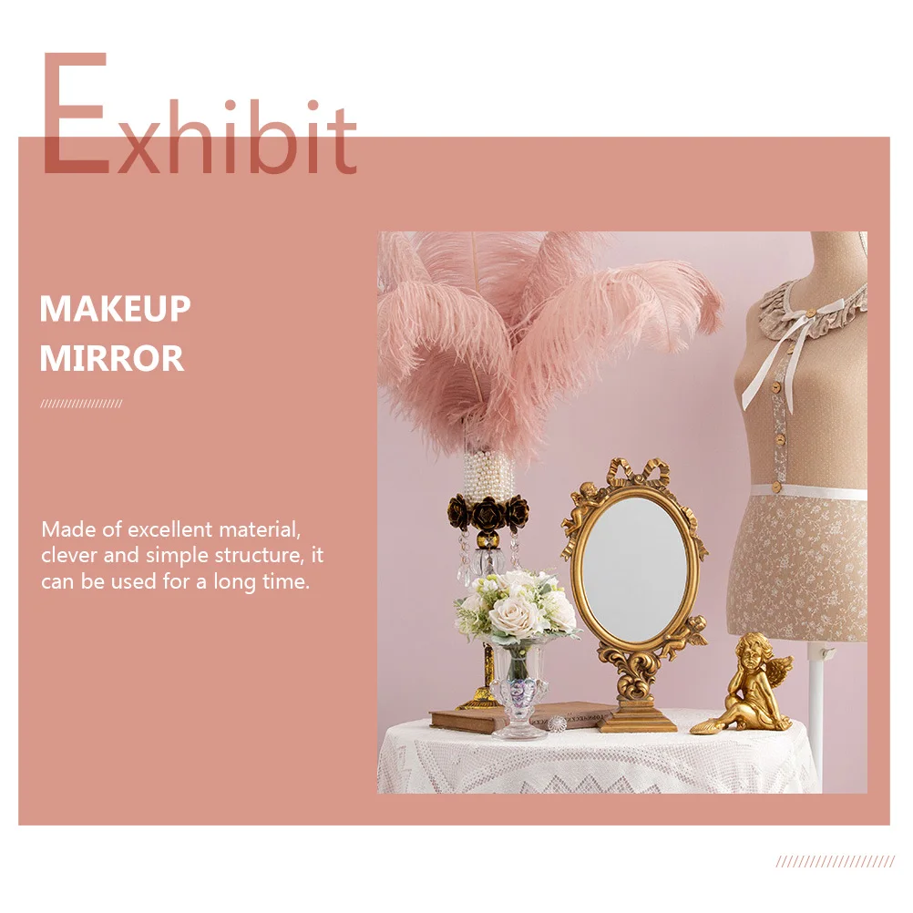 1Pcs Engel Make-Up Spiegel Premium Harz Desktop Spiegel für Frauen High Definition Tabletop Eitelkeit Decor Schlafzimmer Dressing Station