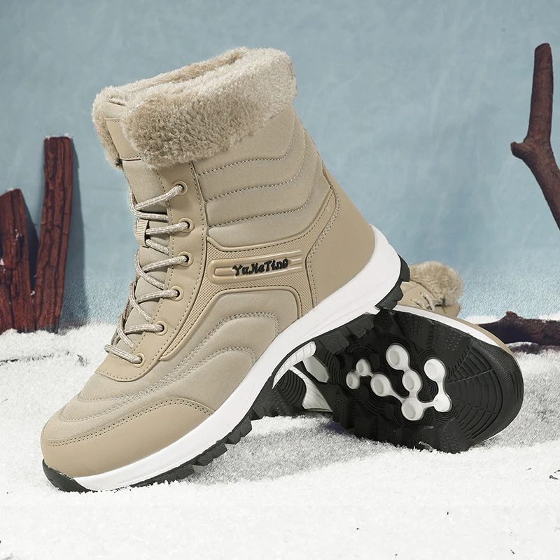 

Hiking Shoes for Men High Top Snow Boots Men Plush Outdoor Boots Womens Non-Slip Ankle Boots Keep Warm Casual Sneakers