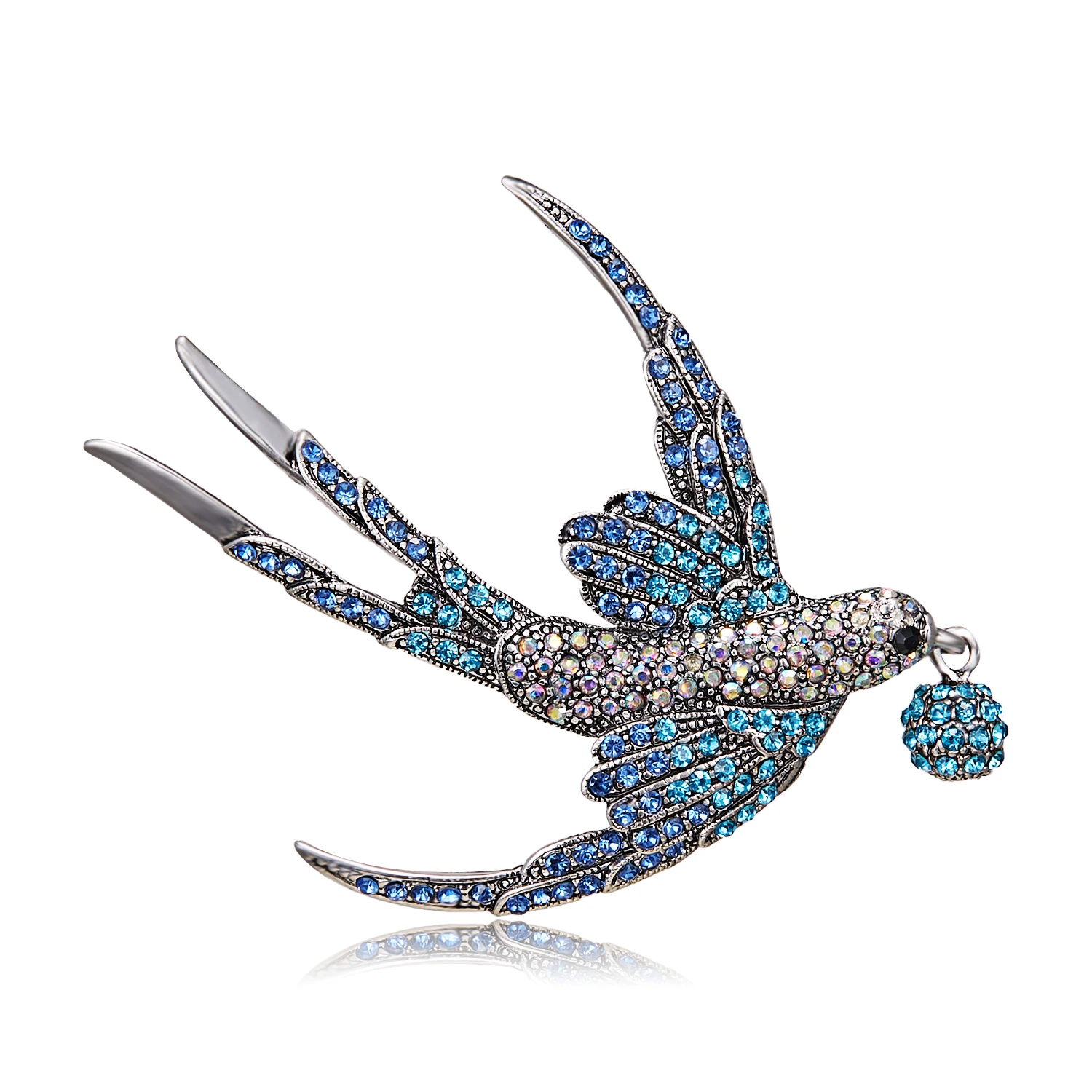Rinhoo Voll Strass Flying Vögel Brosche für Frauen Lebendige Vogel Schlenker Runde Perlen Tier Revers Pins Hummingbird Abzeichen Corsage – Detail 27