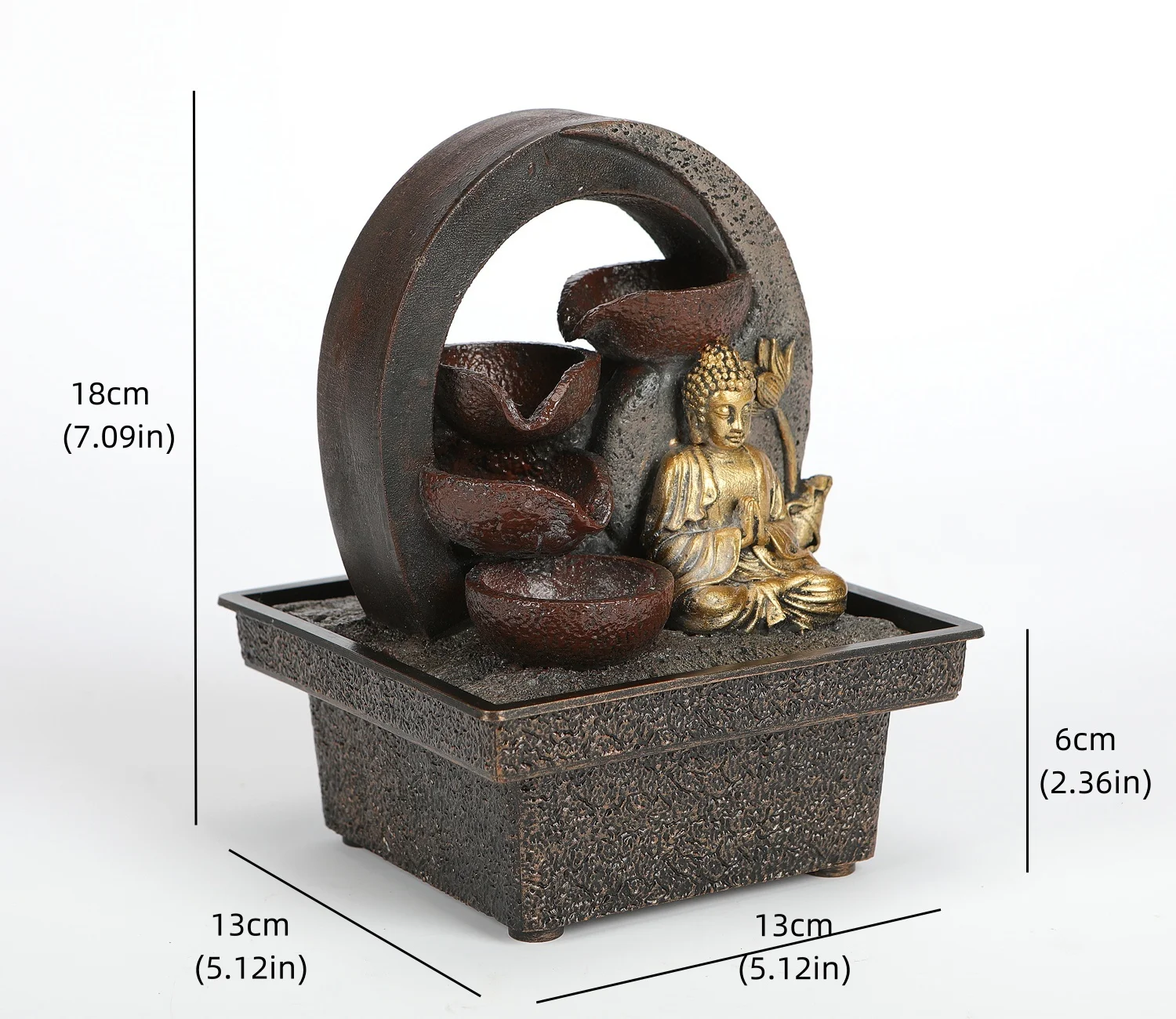 Tabletop Water Fountain Tabletop Humidifiers Buddha Statue Zen Meditation Desktop Indoor Waterfall Fountain