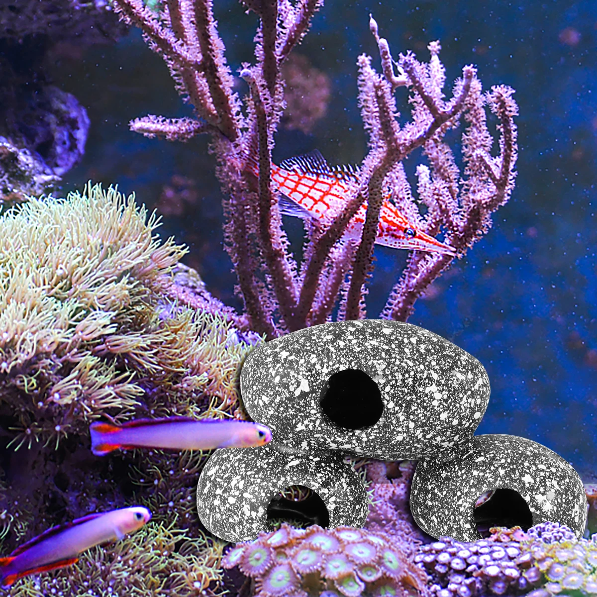 

Resin Fish Tank Creative Stone Shelter Aquarium Ornament Hollow Cave Fish Shelter Aquarium Landscape Accessories