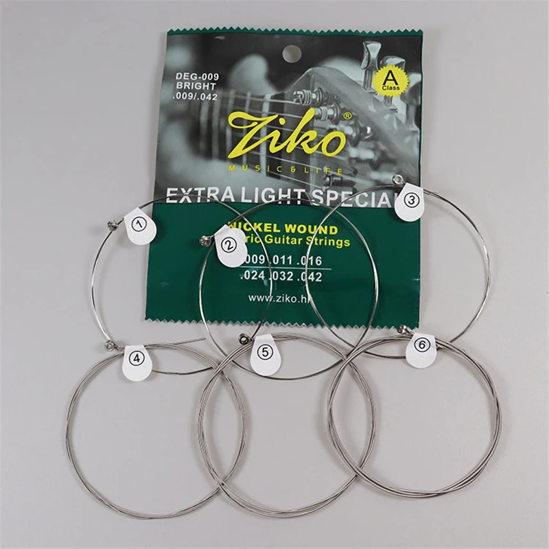 ZIKO DEG-009 E-Gitarre Saiten Stahlkern Oberflächenbeschichtung Nickel Extra leicht Spezielle Musikinstrument Zubehörteile – Detail 6